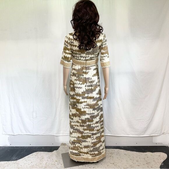 Rare Jean Varon vintage 1970’s ombre geometric wool knit boho maxi dress S - Picture 6 of 16
